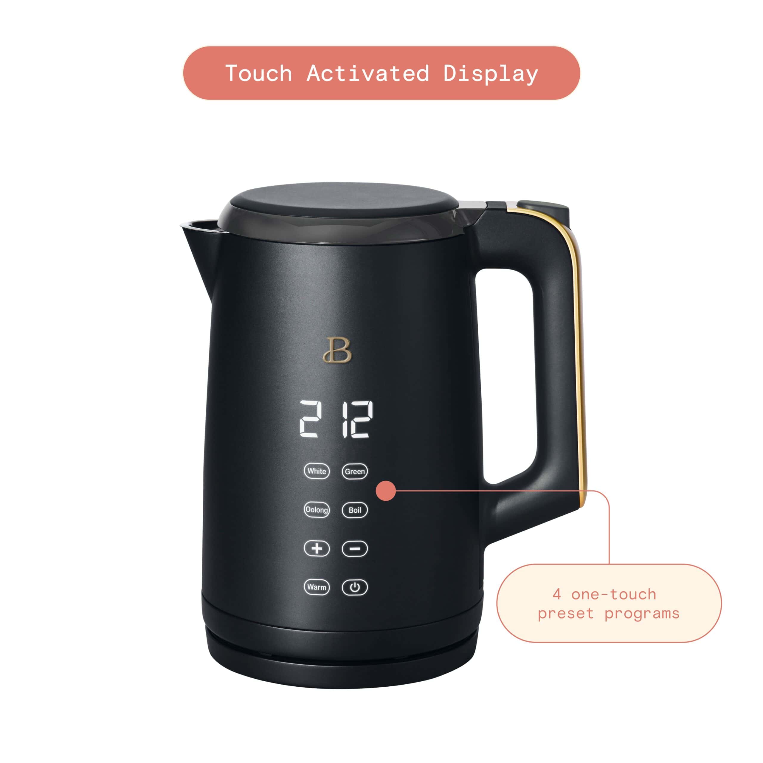 Beautiful 1.7-Liter Electric Kettle 1500 W with One-Touch Activation, Black Sesame by Drew Barrymore