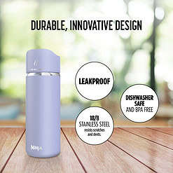 Ninja Sip Perfect 16oz. Travel Mug, Leak Proof Stainless Steel Insulated Tumbler for Hot Drinks, Lavender Purple