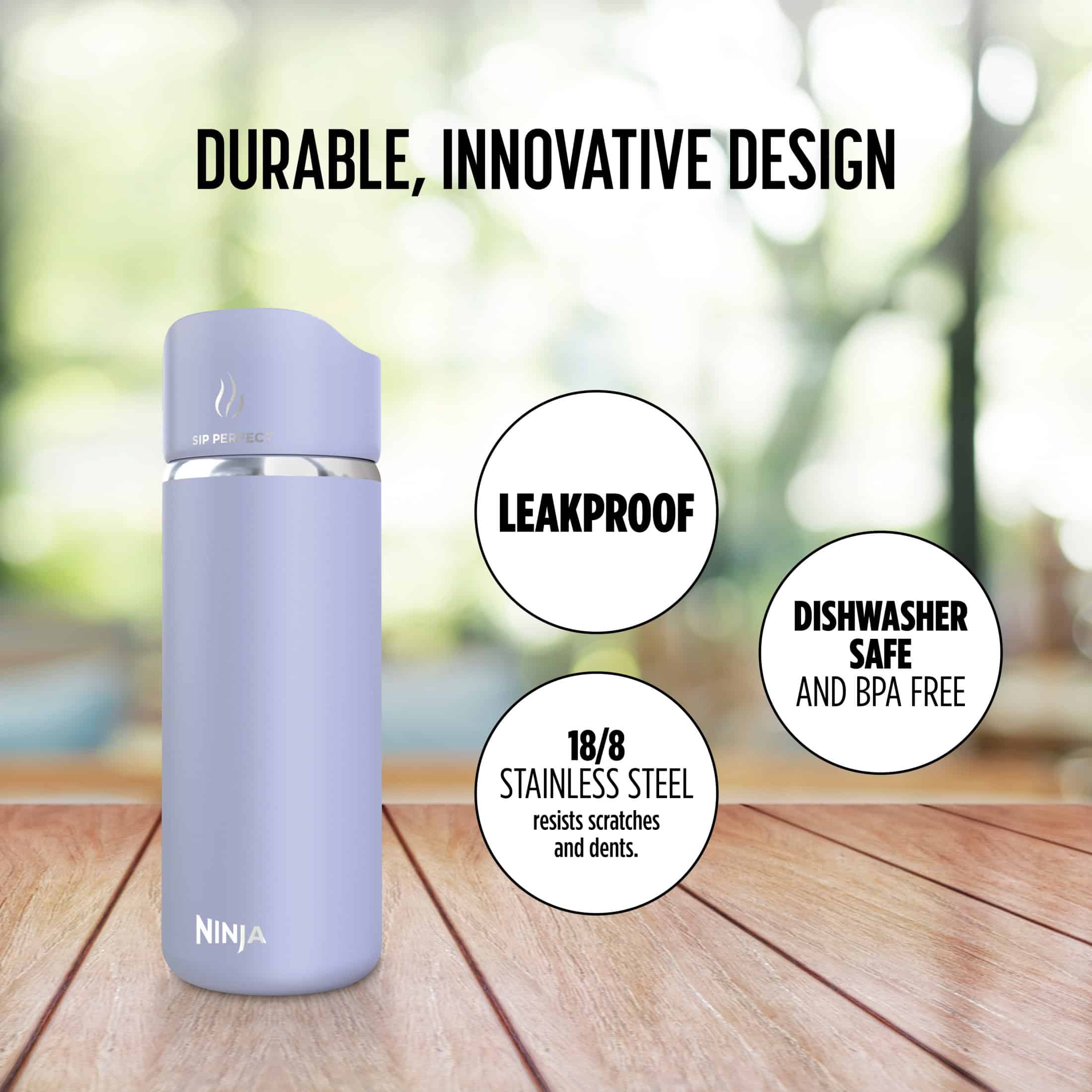 Ninja Sip Perfect 16oz. Travel Mug, Leak Proof Stainless Steel Insulated Tumbler for Hot Drinks, Lavender Purple
