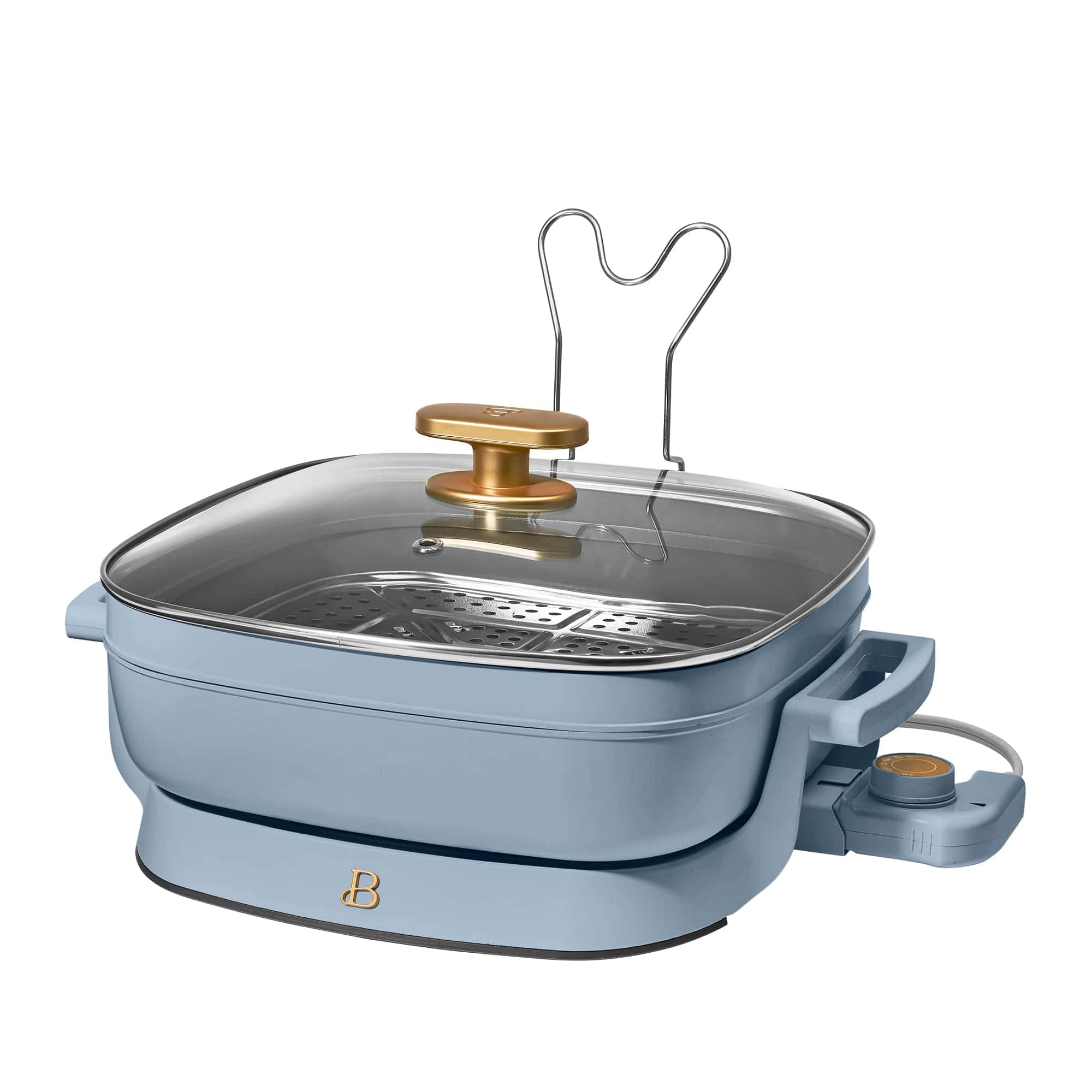 Beautiful 5 in 1 Electric Skillet - Expandable up to 7 Qt with Glass Lid, Cornflower Blue by Drew Barrymore
