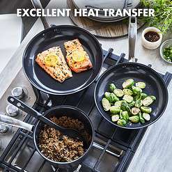 GreenPan Chatham Black Prime Midnight Hard Anodized Healthy Ceramic Nonstick 11 Piece Cookware Pots and Pans Set, Black