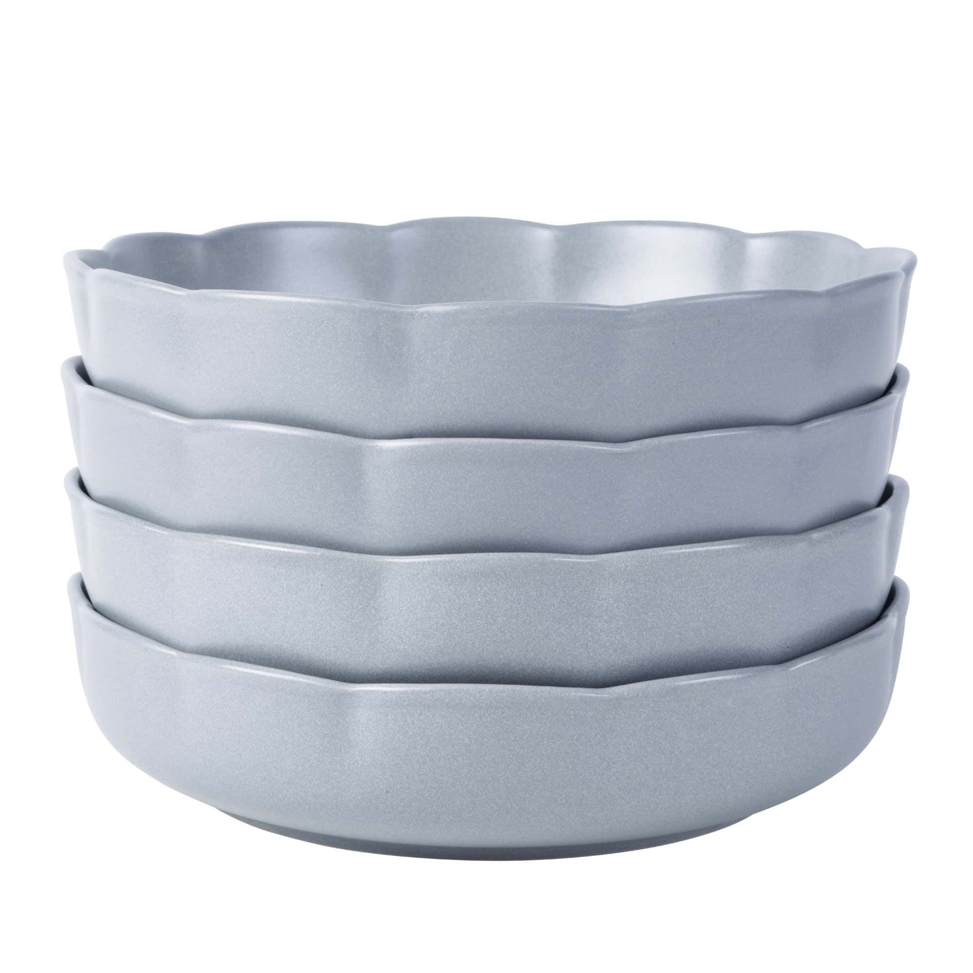 Beautiful Scallop Stoneware Dinnerware 12 Piece Set Cornflower Blue by Drew Barrymore