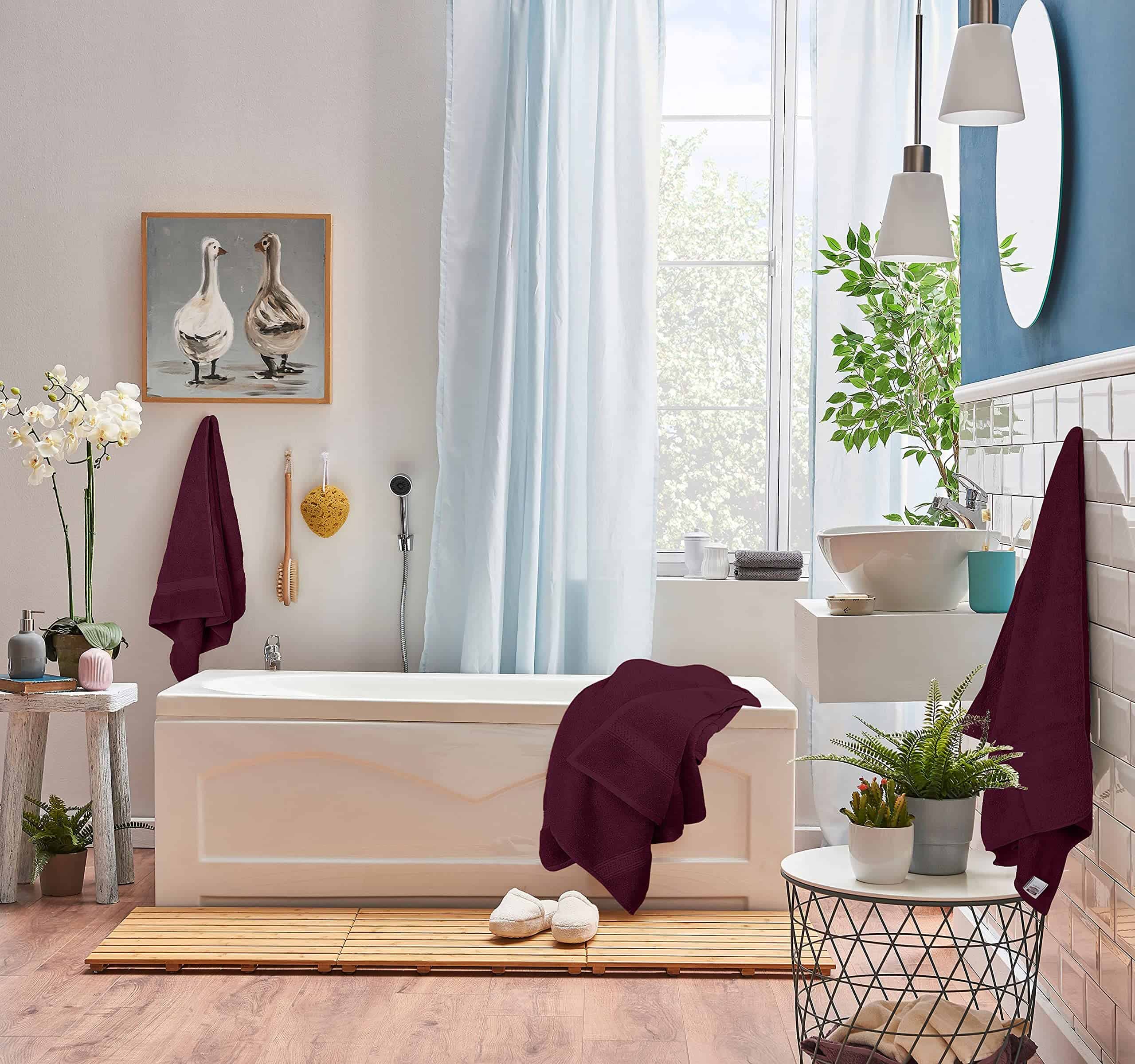 Utopia Towels 8-Piece Premium Towel Set, 2 Bath Towels, 2 Hand Towels, and 4 Wash Clothsm, Burgundy