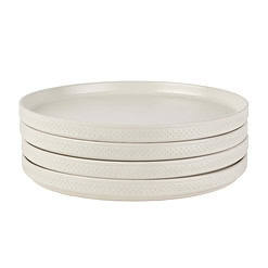 Beautiful Modern Dots Stoneware Dinnerware 12 Piece Set Oyster White by Drew Barrymore