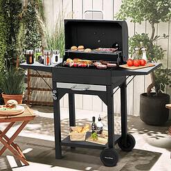 Master Cook Charcoal Grill Outdoor Barbecue 238sq Grill Small BBQ Grill with Side Table for Camping Outdoor Backyard and Patio