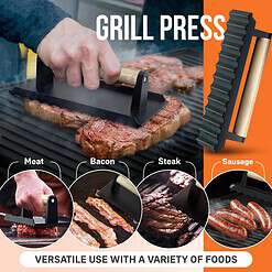 Cast Iron Griddle, Reversible Grill/Griddle, Cast Iron Press, Pan Scraper, Pinch Mitts (9.5