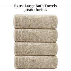 Tens Towels Extra Large Bath Towels 30 x 60 Inches, Super Soft and Absorbent, Beige