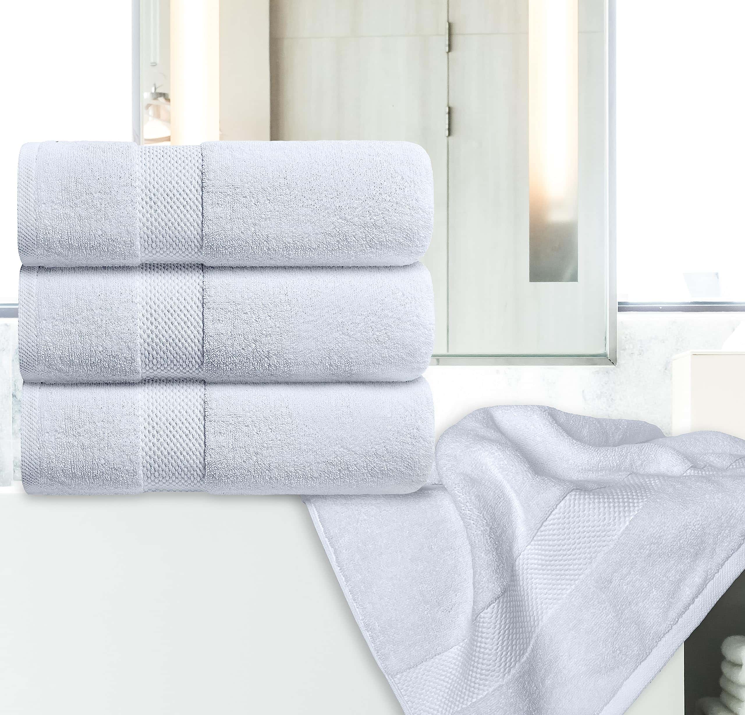White Classic Luxury Bath Towels Set of 4 Large - 700 GSM Cotton Ultra Soft Bath Towels 27x54, Plush Shower Towels, White