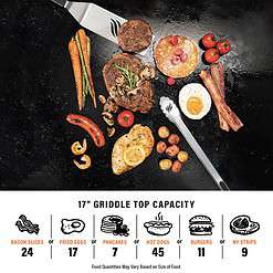 Blackstone 1814 Stainless Steel Propane Gas Portable, Flat Top Griddle Frill Station – Heavy Duty & 12, 000 BTUs, 17 Inch, Black