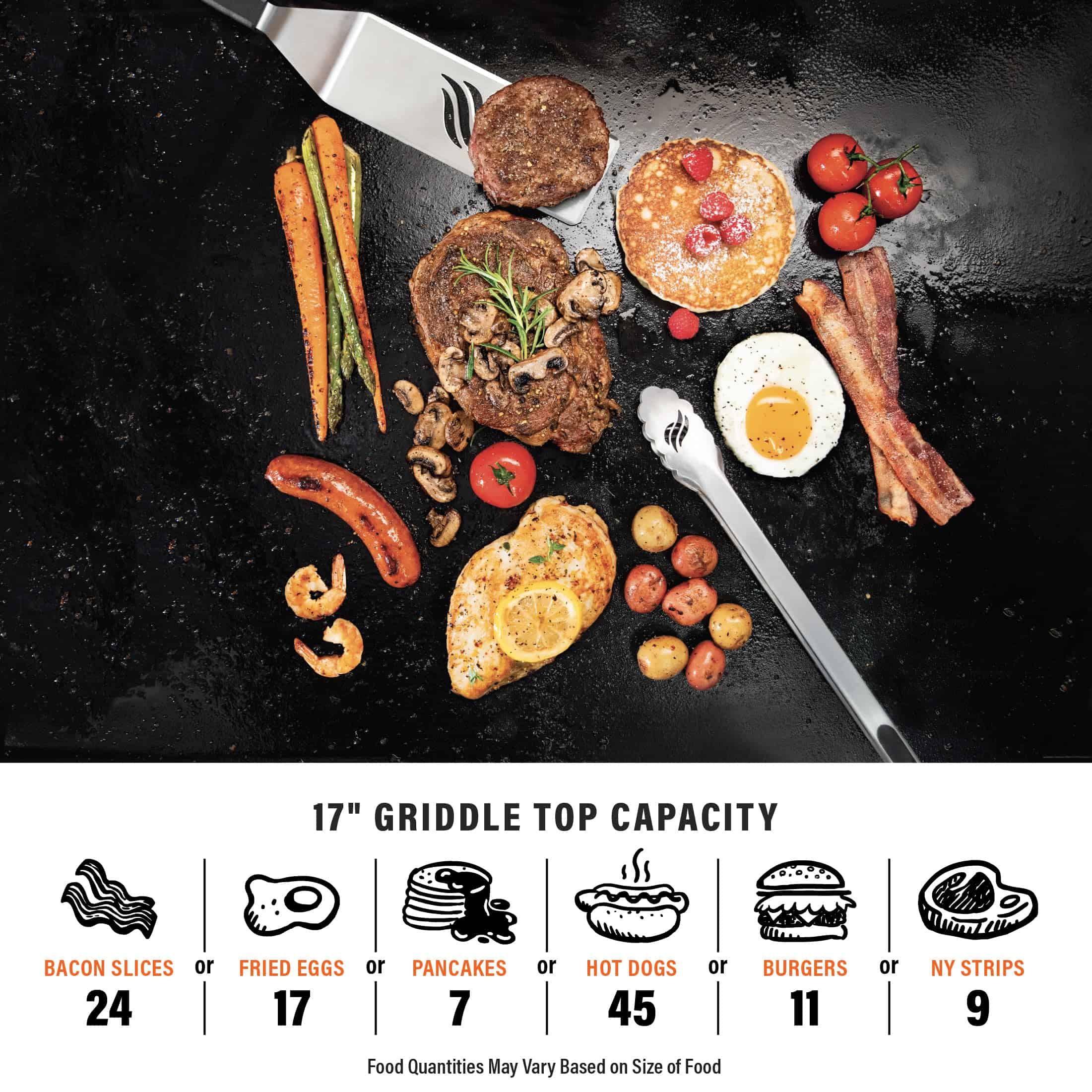 Blackstone 1814 Stainless Steel Propane Gas Portable, Flat Top Griddle Frill Station – Heavy Duty & 12, 000 BTUs, 17 Inch, Black