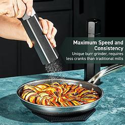 HexClad Salt and Pepper Mill Set with Adjustable Professional Grinders and No-Mess Caps