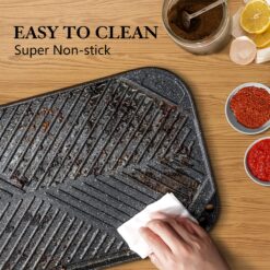 SENSARTE Nonstick Griddle Grill Pan, Pro-Grid Reversible Grill & Griddle Pan, Two Burner Cast Aluminum Griddle, 19.5