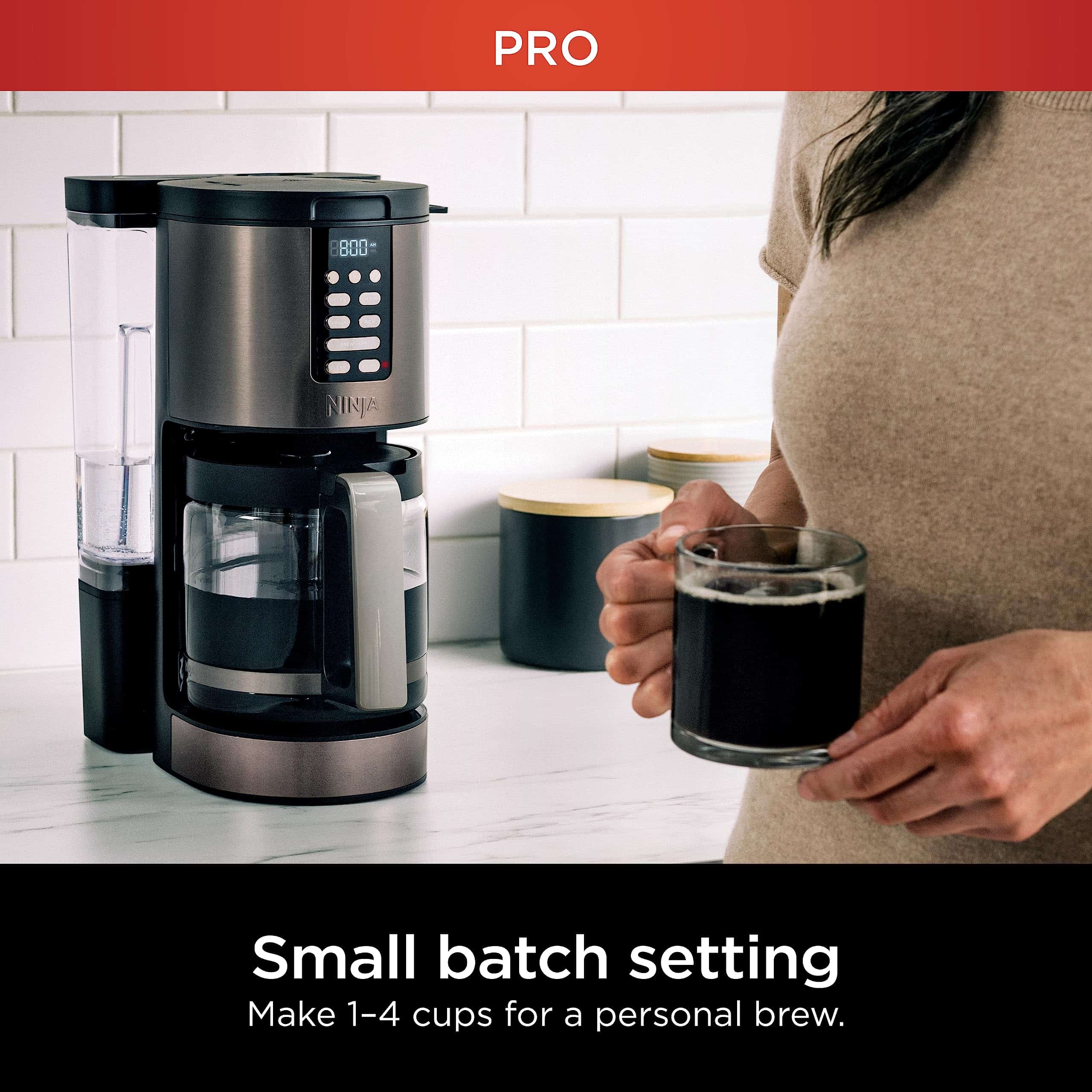 Ninja DCM201BK Programmable XL 14-Cup Coffee Maker PRO, 14-Cup Glass Carafe, Freshness Timer, Black Stainless Steel