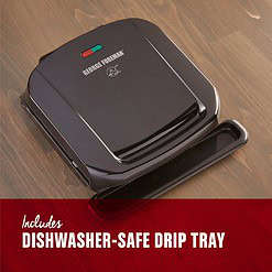 George Foreman 4-Serving Removable Plate Electric Grill and Panini Press, George Tough Non-Stick Coating, Black