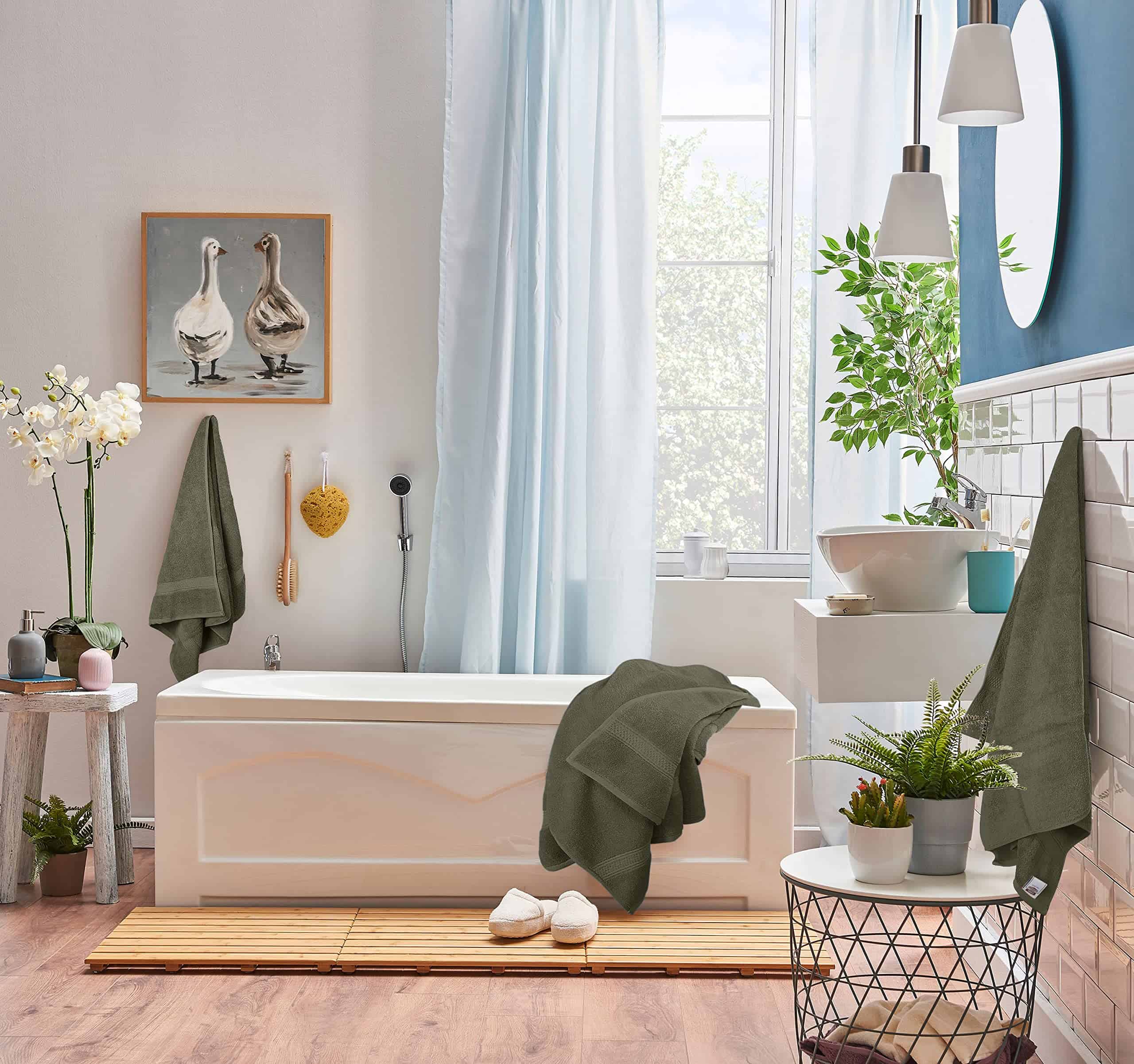 Utopia Towels 8-Piece Premium Towel Set, 2 Bath Towels, 2 Hand Towels, and 4 Wash Clothsm, Dusty Olive