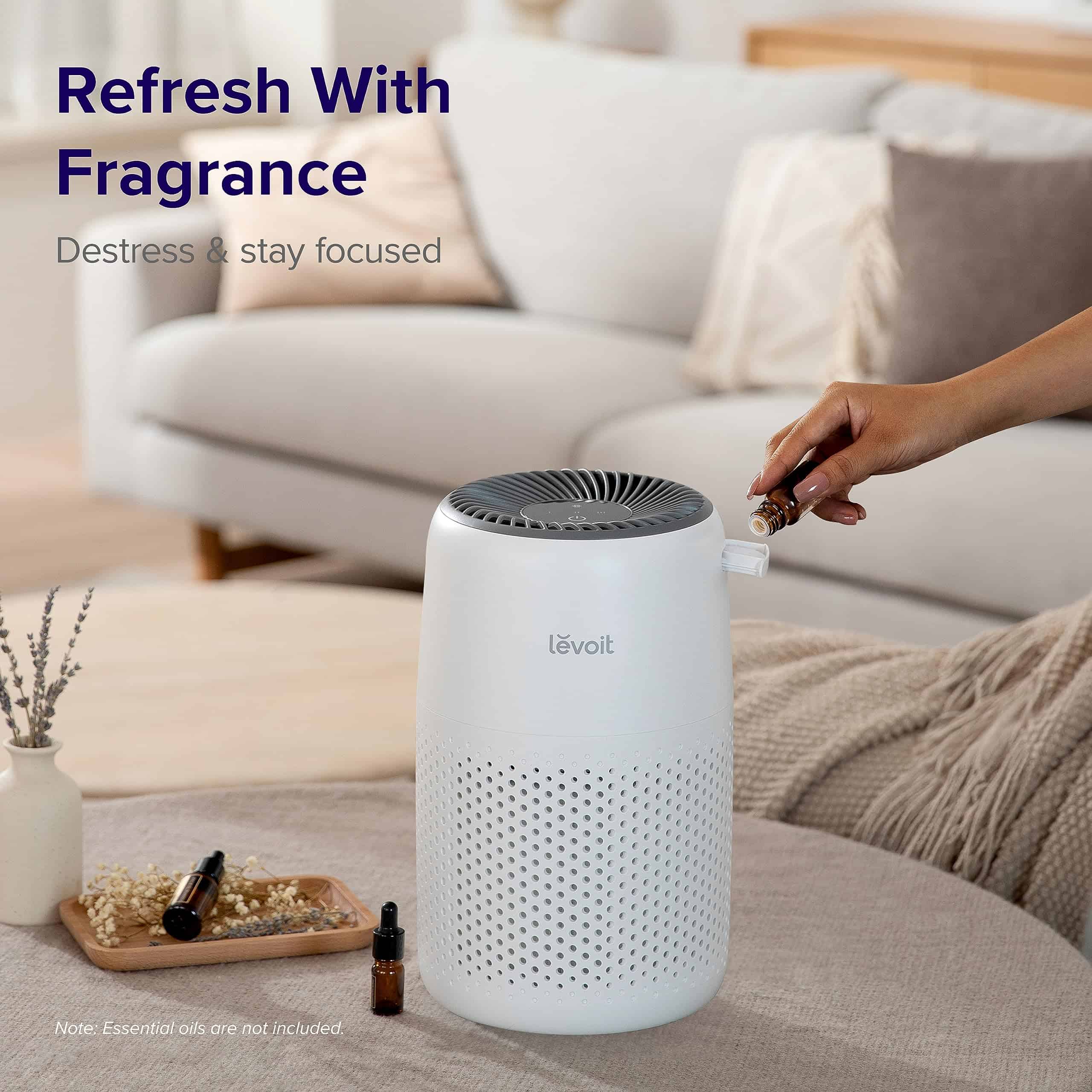 LEVOIT Air Purifiers for Bedroom Home, 3-in-1 Filter Cleaner with Fragrance Sponge, White
