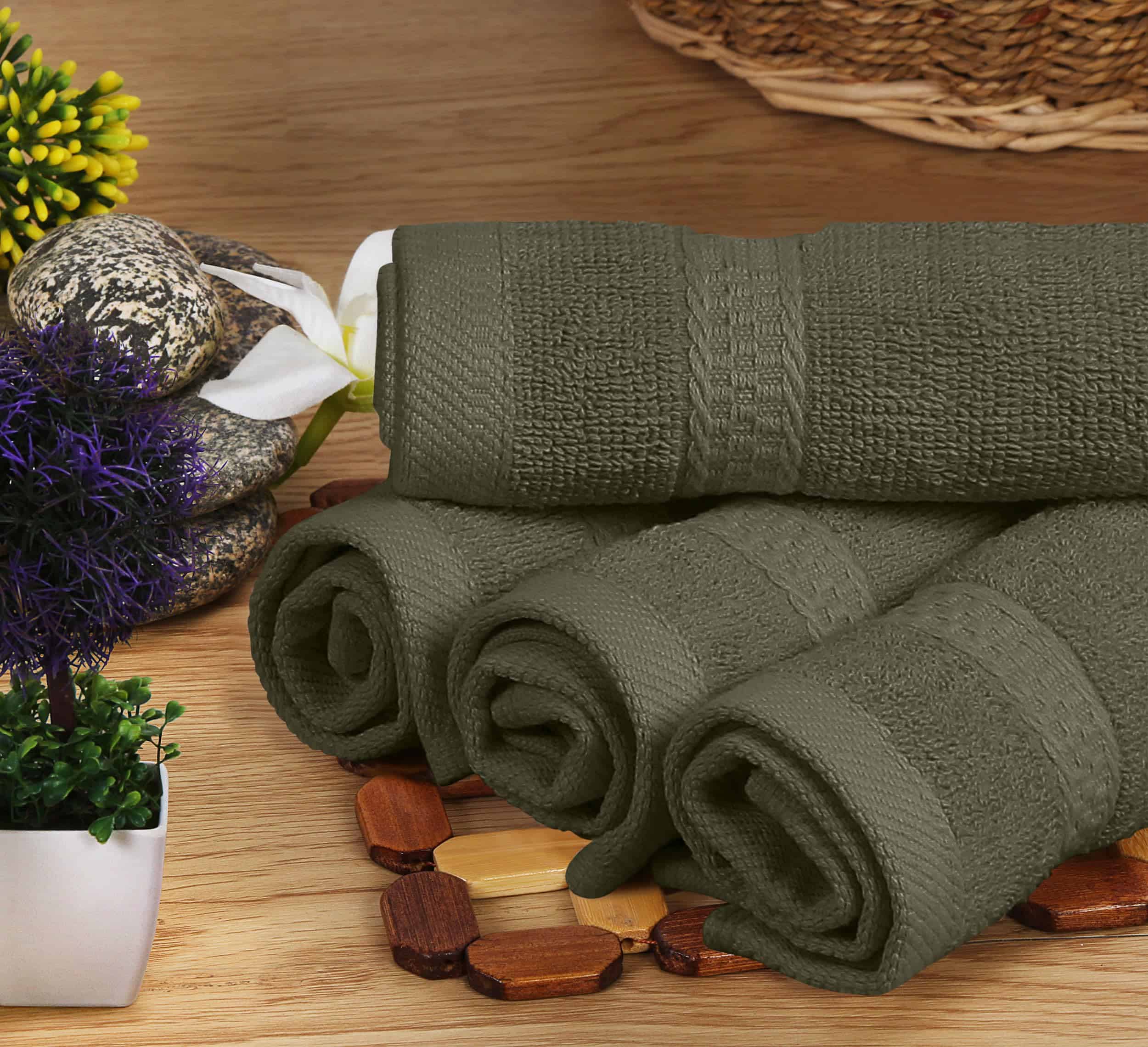 Utopia Towels 8-Piece Premium Towel Set, 2 Bath Towels, 2 Hand Towels, and 4 Wash Clothsm, Dusty Olive