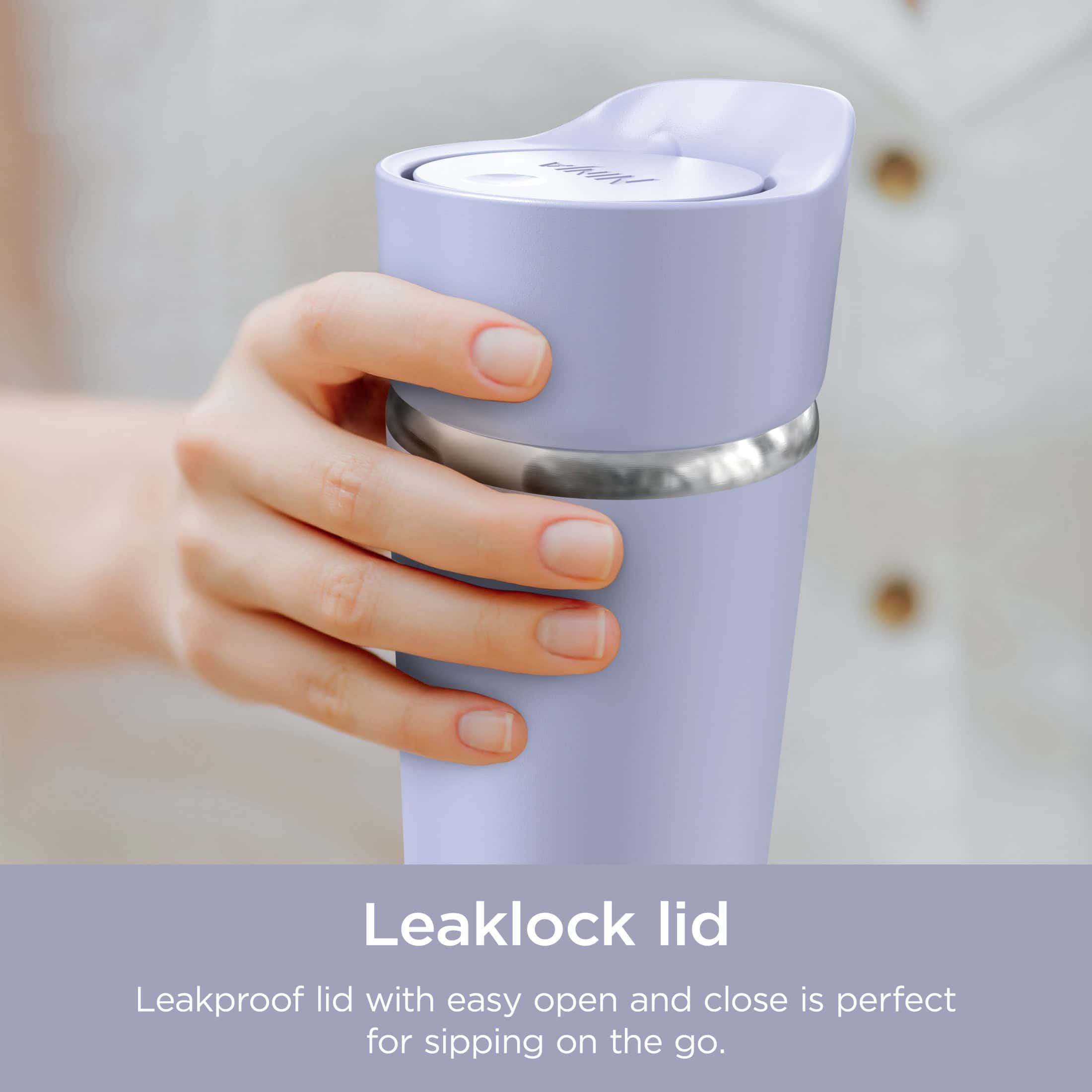 Ninja Sip Perfect 16oz. Travel Mug, Leak Proof Stainless Steel Insulated Tumbler for Hot Drinks, Lavender Purple