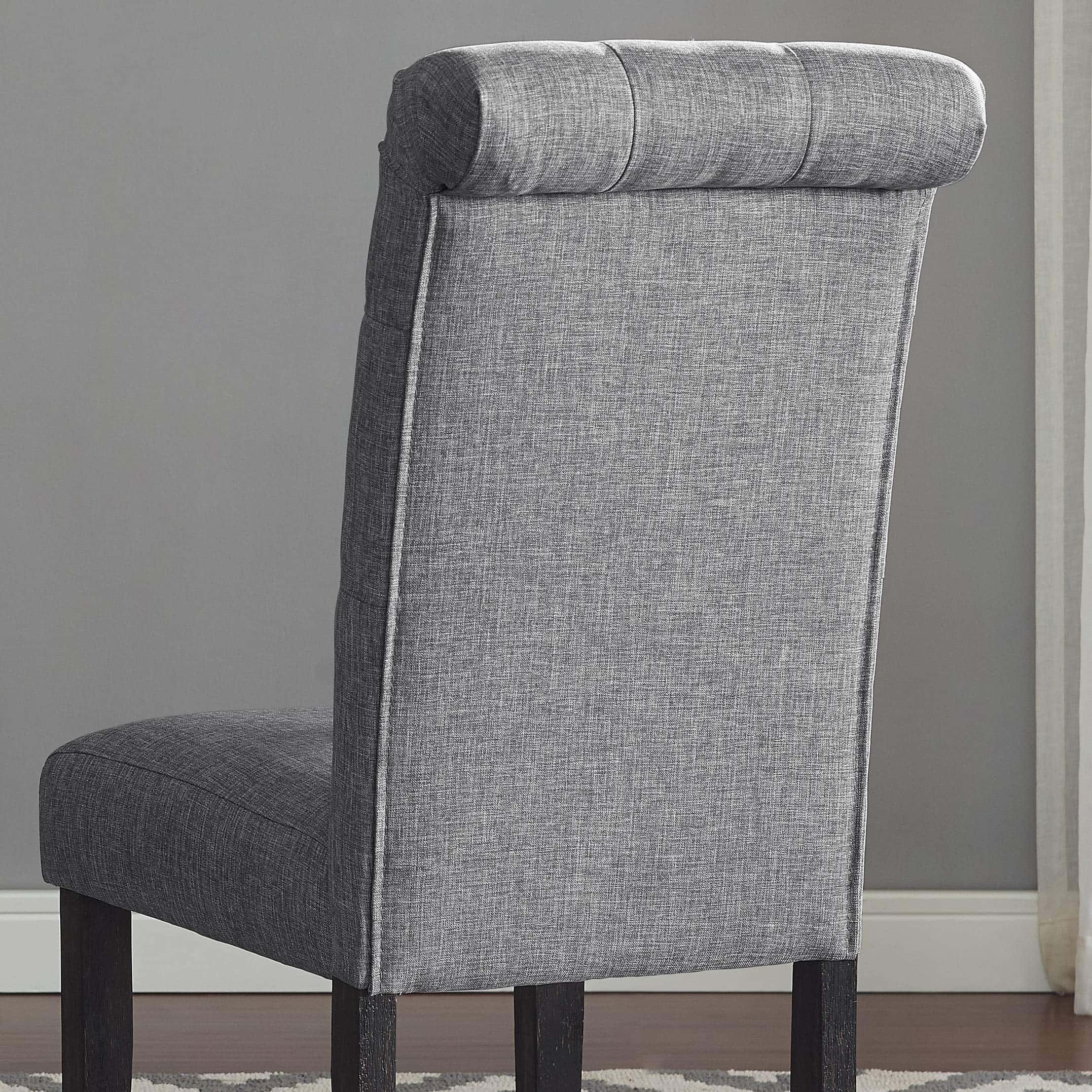 Roundhill Furniture Leviton Solid Wood Tufted Dining Chair (Set of 2), Gray