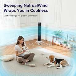 LEVOIT Tower Fan for Bedroom, 25ft/s Standing Fans that Blow Cold Air for Home, Floor Fan 90° Oscillating for Indoors, White