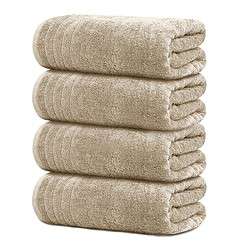 Tens Towels Extra Large Bath Towels 30 x 60 Inches, Super Soft and Absorbent, Beige