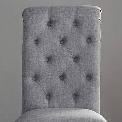 Roundhill Furniture Leviton Solid Wood Tufted Dining Chair (Set of 2), Gray