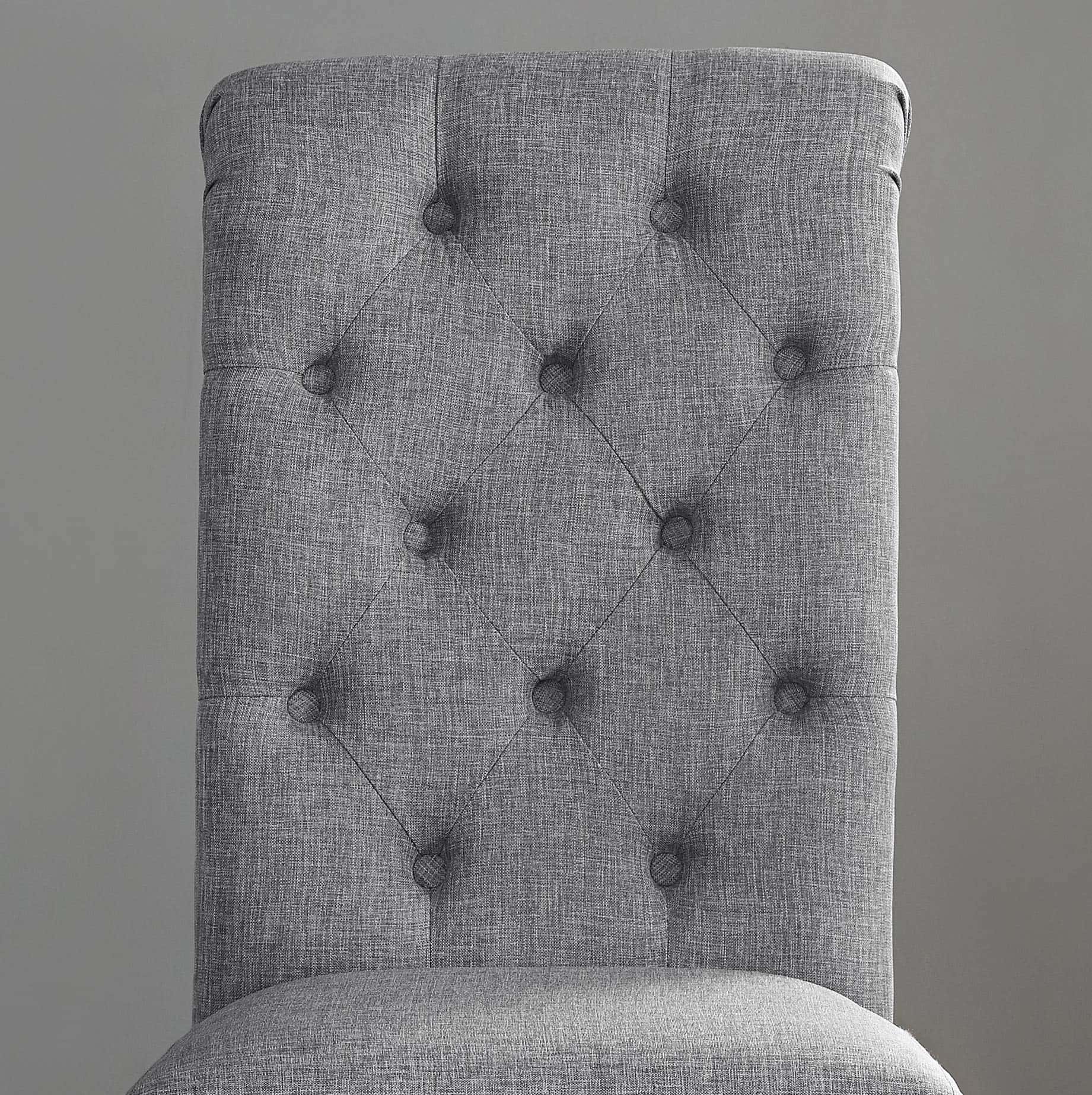 Roundhill Furniture Leviton Solid Wood Tufted Dining Chair (Set of 2), Gray