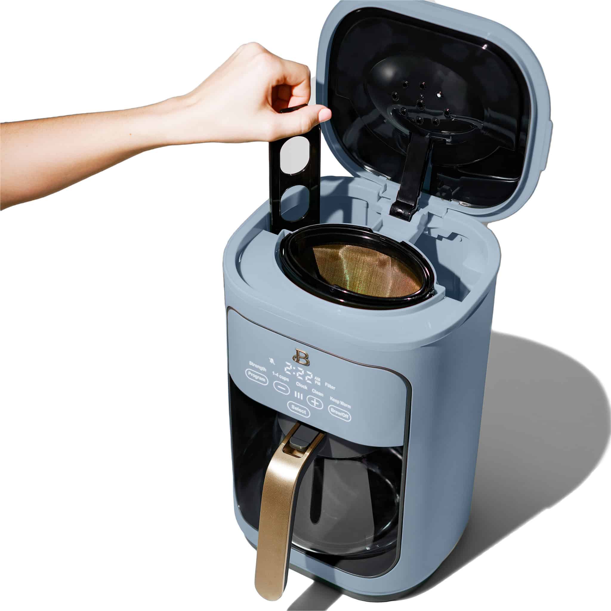 Beautiful 14-Cup Programmable Drip Coffee Maker with Touch-Activated Display, Cornflower Blue by Drew Barrymore