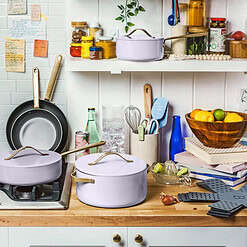 Beautiful 12pc Ceramic Non-Stick Cookware Set, Lavender by Drew Barrymore