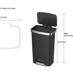 Better Homes & Gardens 11.9 Gallon Kitchen Trash Can, Plastic Step-On Kitchen Trash Can, Black