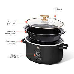 Beautiful 6 Qt Programmable Slow Cooker, Black Sesame by Drew Barrymore