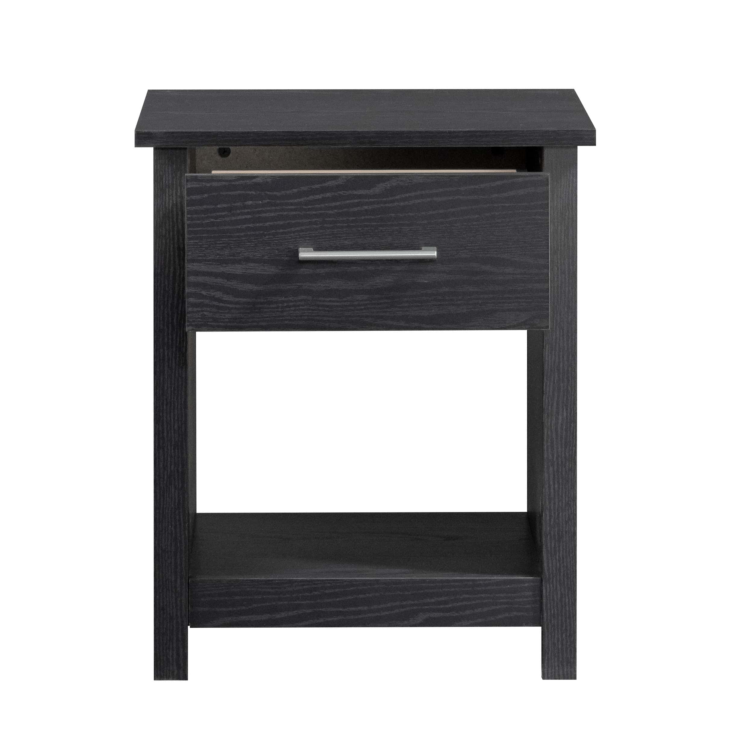 Mainstays Hillside Nightstand with Drawer, Black Finish