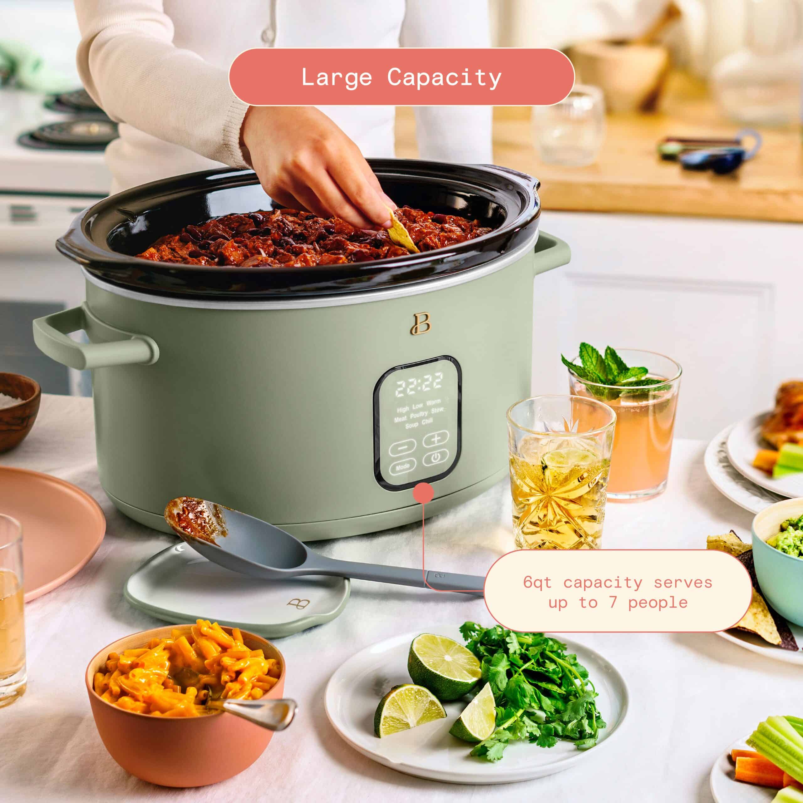 Beautiful 6 Qt Programmable Slow Cooker, Sage Green by Drew Barrymore
