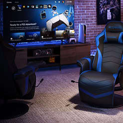 RESPAWN 900 Gaming Recliner - Reclining Gaming Chair with Footrest, Gaming Chair Recliner, Blue