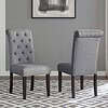 Roundhill Furniture Leviton Solid Wood Tufted Dining Chair (Set of 2), Gray