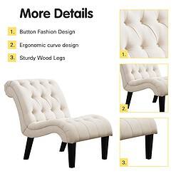 Andeworld Accent Chair for Bedroom Living Room Chairs Tufted Upholstered Lounge Chair with Wood Legs Linen Fabric, Cream