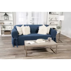 Classic Slipcovers Authentic Denim One-piece Loveseat Slipcover - N/A