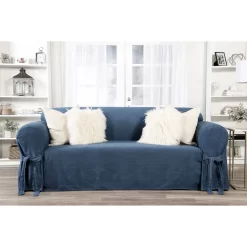 Classic Slipcovers Authentic Denim One-piece Loveseat Slipcover - N/A