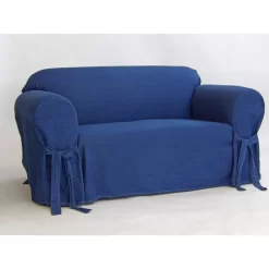 Classic Slipcovers Authentic Denim One-piece Loveseat Slipcover - N/A