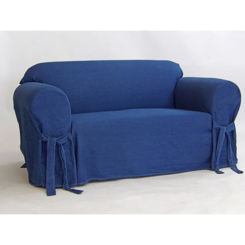 Classic Slipcovers Authentic Denim One-piece Loveseat Slipcover - N/A