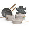 Beautiful 12pc Ceramic Non-Stick Cookware Set, Porcini Taupe by Drew Barrymore