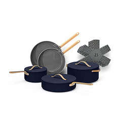 Beautiful 12pc Ceramic Non-Stick Cookware Set, Starry Night by Drew Barrymore, Blue