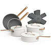 Beautiful 12pc Ceramic Non-Stick Cookware Set, White Icing by Drew Barrymore