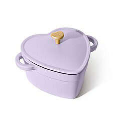 Beautiful 2QT Cast Iron Heart Dutch Oven, Lavender by Drew Barrymore