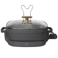 Beautiful 5 in 1 Electric Skillet - Expandable up to 7 Qt with Glass Lid, Oyster Gray by Drew Barrymore