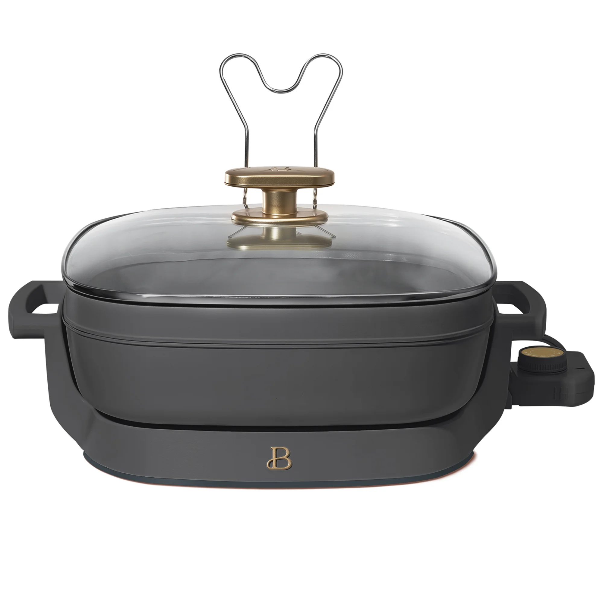 Beautiful 5 in 1 Electric Skillet - Expandable up to 7 Qt with Glass Lid, Oyster Gray by Drew Barrymore