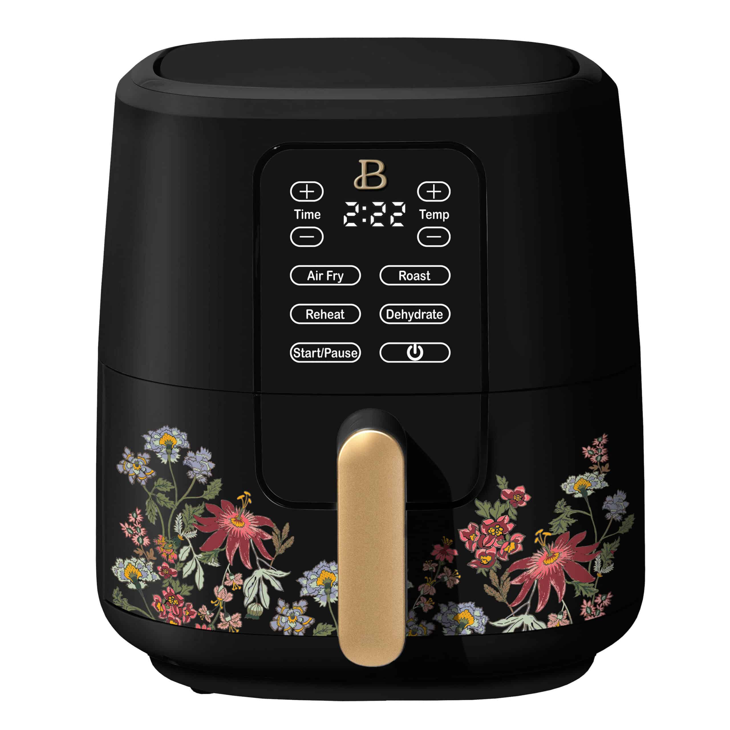 Beautiful 6 Qt Air Fryer with TurboCrisp Technology and Touch-Activated Display, Wildflower by Drew Barrymore, Black