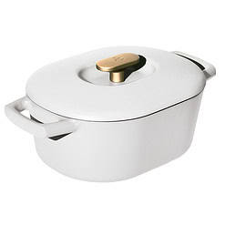 Beautiful 6 Quart Enamel Dutch Oven, White Icing by Drew Barrymore