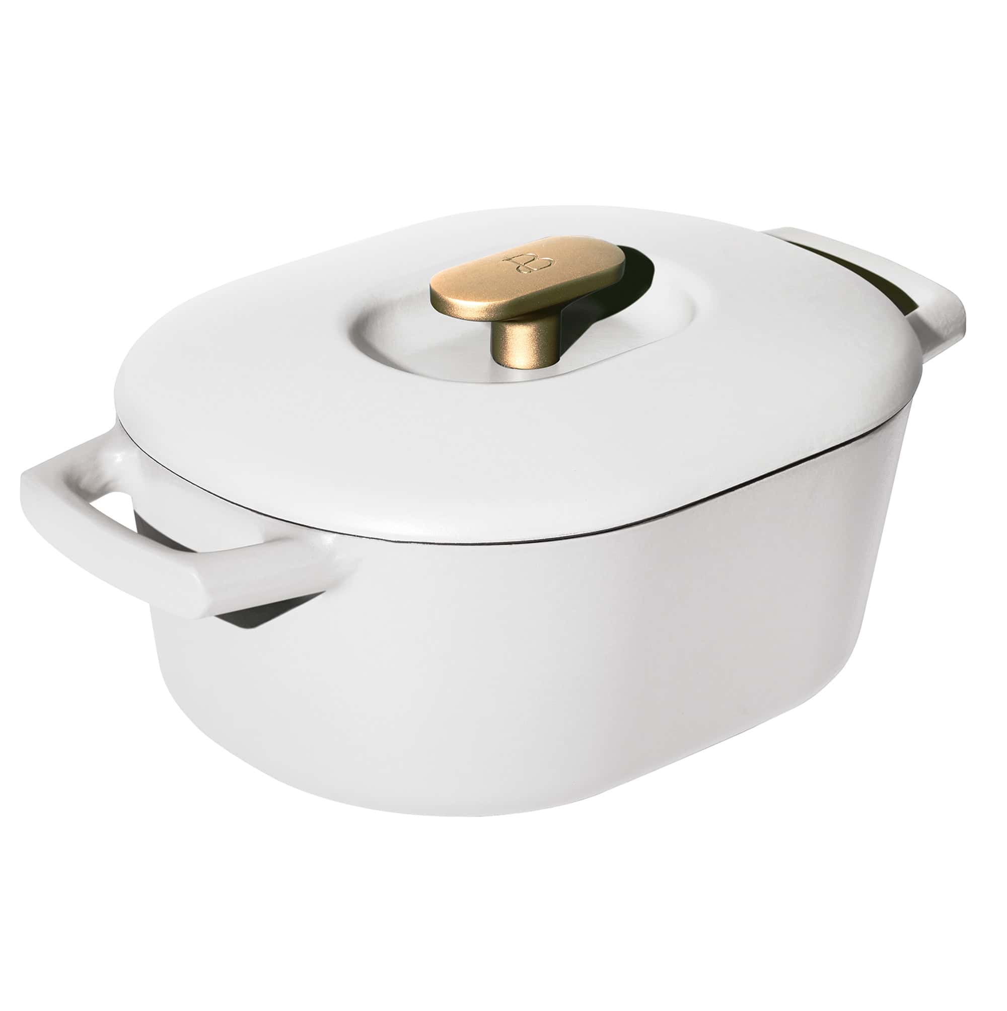 Beautiful 6 Quart Enamel Dutch Oven, White Icing by Drew Barrymore