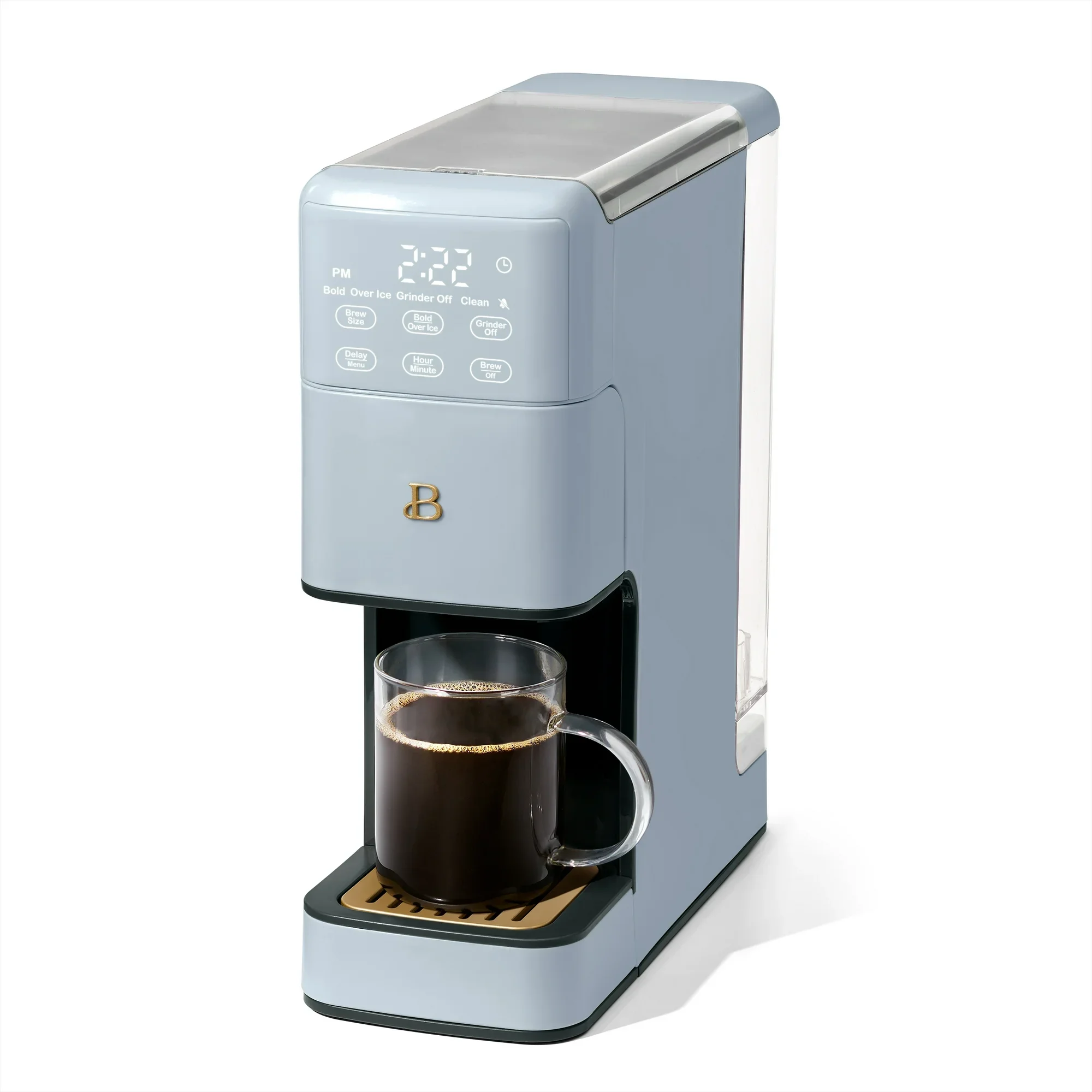 Beautiful Perfect Grind Programmable Single Serve Coffee Maker, Cornflower Blue by Drew Barrymore